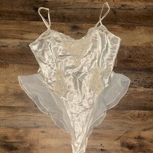 1998 Victoria Secrets Ivory Satin Bodysuit